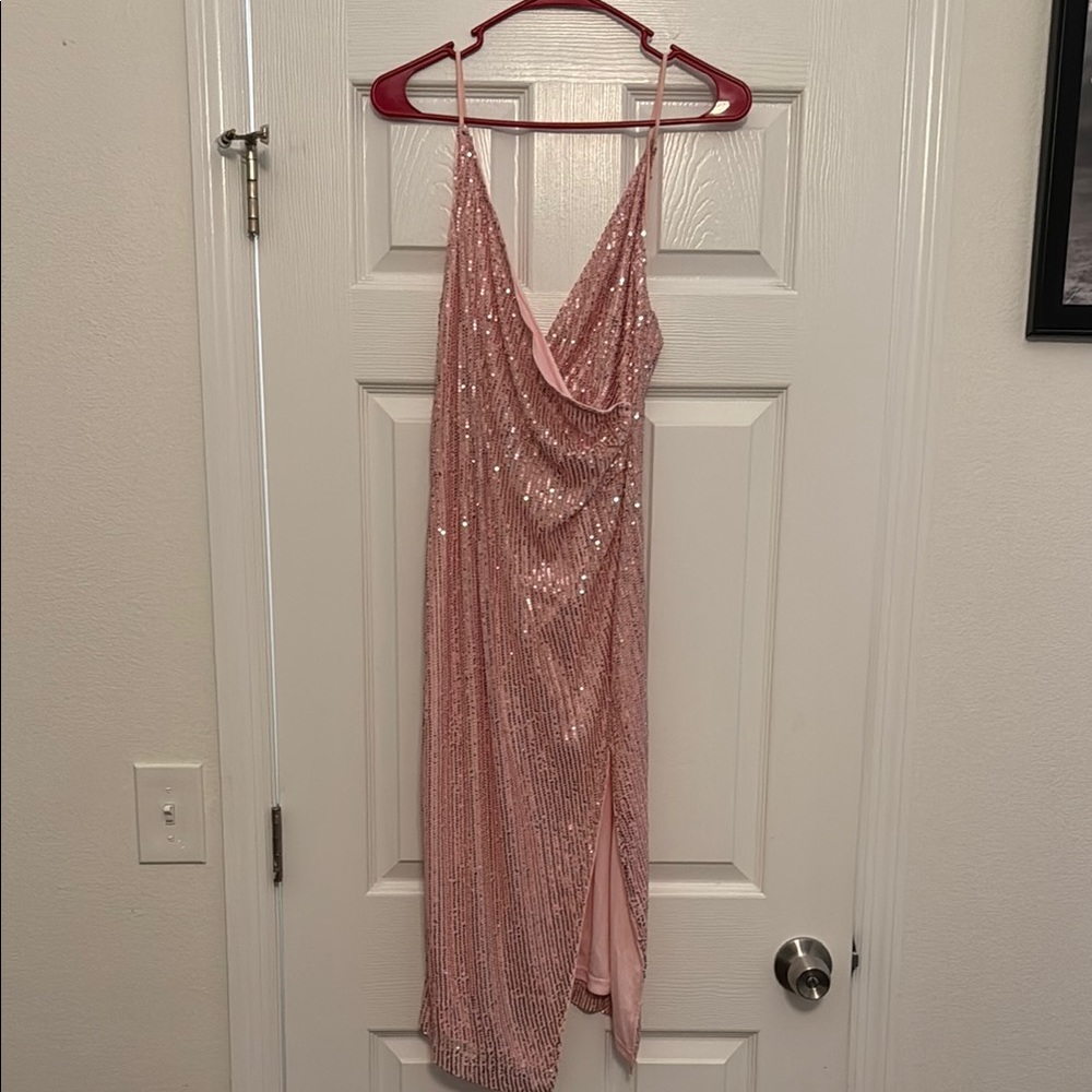 Hello Molly Pink Sequin Midi Dress